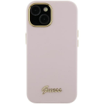 Dėklas GUESS GUHCP15XSMBSLP IPHONE 15 PRO MAX 6.7 "Rožinis/Rožinis HARDCASE SILICONE SCRIPT METAL LOGO & FLAME