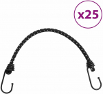 Bungee virvelės su juostelėmis ir kabliukais, 25vnt., 38cm