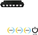 7W LED &scaron;viestuvas į magnetinius bėgelius MAGNETIC, juodas, 3000/4000/6000K, 4244401S