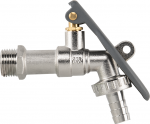 Čiaupas 1/2" x 3/4" i&scaron;or.sr su vožtuvu ir jungtimi 13 mm žarnai Bradas LEVER LOCK, Brass/Nickel