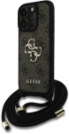 Guess PU 4G Metal Logo Crossbody Strap Apple iPhone 15 Pro Max dėklas telefonui rudos spalvos