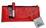 Deluxe Trial Size Set Smashbox: Super Fan Volumizing Blakstienų tu&scaron;as Juodas, 5 ml + Photo Finish Smoothing Liquid Primer 7.1 ml + Textile Makeup Bag Raudona