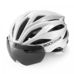Rockbros Bike &scaron;almas with Visor, Detachable UV Goggles, Unisex, Glossy - baltos spalvos