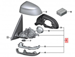 BMW F26 i&scaron;orinis veidrodėlis be stiklo, &scaron;ildomas, de&scaron;inysis, originalus 51167396048