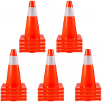 Eismo kūgiai 20 vnt., 45.7 cm, PVC pagrindas, oranžiniai, su at&scaron;vaitais, statyboms, aik&scaron;telėms, keliams, automobilių statymui