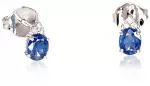 Diamond Sky Jewelry Balto aukso 585 prabos auskarai su deimantais ir safyrais &bdquo;Notika II&ldquo;