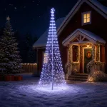 LED Kalėdų medis 400 cm 450 LED Mėlyna Geležis Juoda
