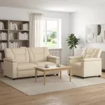 Sofa Sofos komplektas 2 vnt. Kreminė Dirbtinė oda