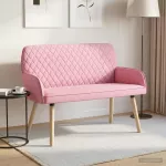 Dvivietė sofa su medžio masyvo kojelėmis 2 vietos Rožinė