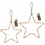 Hobilt Metalinė pakabinama Kalėdų žvaigždė su LED lemputėmis, 25 cm