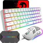 Klaviatūra KUIYN žaidimų klaviatūros ir pelės rinkinys su konsolių adapteriu, 61 klavi&scaron;o RGB, 2400 DPI, 4 viename, baltas
