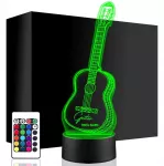 Upominki_Pl Naktinė lempa LED GITARA INSTRUMENT 3D + Pultas prezent URODZINY statuetka
