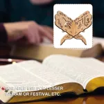 Amosfun medinis knygų laikiklis, sulankstomas Kuran Biblijos &scaron;ventos knygos laikiklis Korano laikiklis muzikos stovas skaitymo stovas biurui mokyklai musulmonų ramadano stalo dekoracija Eid Al Fitr dekoracija, 16,3 x 14 cm