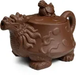Arbatinukas Chinese Dragon Turtle Auspicious Zisha Clay Gongfu arbatos palaidoms lapams (ruda)