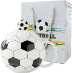 Futbolo puodelis, futbolo kavos puodelis su dangteliu ir &scaron;auk&scaron;teliu, 400 ml futbolo keramikinis puodelis, futbolo dovanos vyrams, futbolo gerbėjams, berniukams, mergaitėms, gimtadienio proga (football Cup)