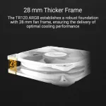 Asus Tuf Gaming Tr120 Argb standartinis baltas korpuso ventiliatorius, vieno vieneto pakuotė (120 mm Pwm Pc ventiliatorius, 2000 aps/min, 3,3 mm H2o, 77,4 Cfm oro srautas, 16 individualiai valdomų Rgb &scaron;viesos diodų, baltas)