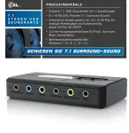 Csl - i&scaron;orinė usb garso plok&scaron;tė, 7.1 erdvinis garsas, usb audio stereo adapteris, i&scaron;orinė garso plok&scaron;tė, skirta pc, windows