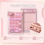 Kiiboom Phantom 21 Hot Swappable Crystal Acrylic Numpad, Bt5.0/2.4ghz/usb-c Triple Mode Nkro programuojama skaičių klaviatūra su pasukamu mygtuku, South Facing Rgb, 1900mah baterija (rožinė)