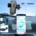 Automobilinis telefono laikiklis prie ventiliacijos grotelių, 360&deg; sukamas