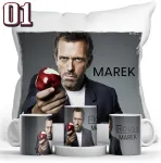 Dr house rinkinys puodelis + pagalvė + vardas