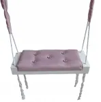 Balta supynė, tamsiai mėlyna sėdynė, namų sodui, vaikams, apmu&scaron;ta aksomu, 50 cm