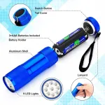 4 mini led žibintuvėlių rinkinys vaikams su 9 led, aliumininis mažas spalvotas ne&scaron;iojamas žibintuvėlis su virvele ir 12 baterijų vaikams, stovyklavimui, avarinėms situacijoms