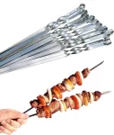 Profesionalūs nerūdijančio plieno bbq ie&scaron;mai, itin platūs: 1 cm, itin tvirti 2 mm storio (20 vnt., 50 cm) mėsos ie&scaron;mai mėsai ir daržovėms, kebabų ie&scaron;mai, mangal, schampura, ie&scaron;mai