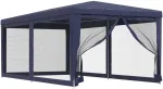 Proginė palapinė su 6 tinklinėmis sienomis, mėlyna, 3x6m, HDPE