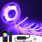 Cob led rgb juosta 10 m, wifi cob rgb led juosta alexa 24 v led &scaron;viesos juosta pritemdoma led cob &scaron;viesos juosta, 576 led/m, valdoma programėle, rgb cob led juosta 10 m lipni suderinama su alexa google