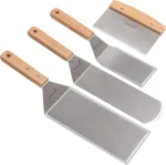 Nerūdijančio plieno metalinė mentelių rinkinys - Teppaniyaki mentelės - Grotelių grandiklis plok&scaron;čia mentele blynų vartytuvas - Metalinis įrankis Bbq grilio plok&scaron;čias vir&scaron;us ketaus grotelių priedai - Komercinės klasės