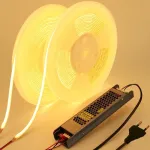 Benlun 24 V cob led juosta diffusion 20 m (10 m x 2), led juosta 3000 k &scaron;iltai balta lauko pieno baltumo silikoninė vandeniui atspari led juosta laukui 11 w/m cri 93 su maitinimo &scaron;altiniu kambario dekoravimui