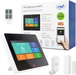 PNI SafeHouse HS670 WiFi GSM 4G belaidė signalizacijos sistema, spalvotas jutiklinis ekranas, 99 belaidės zonos, palaiko 5 telefono numerius, aliarminiai skambučiai ir SMS, suderinama su &bdquo;Tuya Smart&ldquo; programėle.