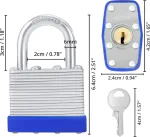 Belle Vous plieninių pakabinamų spynų rinkinys laminuotas, užuolaidų spyna su 2 raktais (12 vienetų) - 6 mm lankelis 6,4 x 4,2 x 2,4 cm apsauginė pakabinama spyna, atspari oro sąlygoms, vidaus/lauko spintelės spyna su raktu