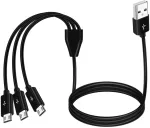 Meiriyfa Usb A į 3x Micro Usb daliklis, 1m, juodas