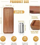 Exleco 2 dalių medinių padėklų rinkinys 30 x 12 cm stačiakampiai dekoratyviniai padėklai medinis dekoratyvinis padėklas pailgas dekoratyvinis padėklas akacijos medienos padėklas stačiakampė sūrio lenta serviravimo lėk&scaron;tė medinis padėklas