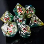 Rgfk rpg kauliukai žaliojo drakono akis, 7 kauliukų rinkinys