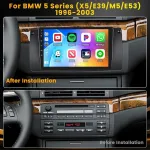 Automagnetola Hikity 2g + 64g android automobilinis radijas, skirtas bmw 5 serijos (x5/e39/m5/e53) 1996&ndash;2003 m., su 9 colių jutikliniu ekranu, 2 din radijas su belaidžiu carplay android auto rds/fm radiju bt gps wifi + atbulinės eigos kamera + mikrofonas
