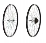 Shimano Dviračio ratas 26 colių priekinis + galinis laisvos eigos 7 pavarų aliumininis kūginis juodas