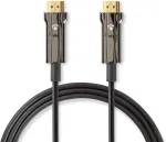 Nedis didelės spartos hdmi t kabelis su ethernet | hdmit jungtis | 8k @ 60hz | 48 gbps | 30.0 m | apvalus | pvc | juodas | kartoninė pakuotė