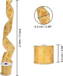Belle Vous auksinė dovanų juostelė kalėdoms (12 vnt.) - 2,7 m x 63 mm pločio auksinė organzos juostelė su įvairiais ra&scaron;tais - dekoratyvinė kalėdinė eglutės juostelė vakarėliams ir kaip dovanų juostelė aukso spalvos
