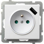 Ospel GP-1RZPUSB/m/00 SONATA Lizdas single su/su užraktais, su USB įkrovikliu balta GP-1RZPUSB/m/00