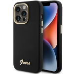 Dėklas GUESS GUHCP15LSMBSLK IPHONE 15 PRO 6.1 "Juodas/Juodas HARDCASE SILICONE SCRIPT METAL LOGO & FRAME