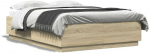 Lova Lovos rėmas su LED, ąžuolo, 140x200cm, apdirbta mediena