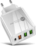 Įkroviklis PD+QC3.0 36W, su greito įkrovimo funkcija, baltas