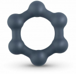 Boners Hexagon Silicone Ring with Integrated Steel Elements, Juodas
