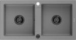 Granitinė virtuvinė plautuvė Mexen Mario su sifonu, Pilkas+Juodas, 820 x 436 mm