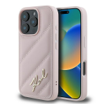 Karl Lagerfeld Quilted Signature Apple iPhone 16 Pro Max - dėklas telefonui rožinės spalvos
