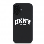 DKNY Liquid Silicone Arch Logo MagSafe Apple iPhone 16 Plus dėklas telefonui juodos spalvos