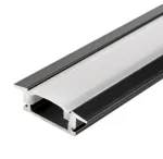2m LED juostos įleidžiamas profilis OPTONICA, juodas su baltu dangteliu ir užbaigimais