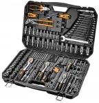 Neo Tools 233 dalių veržliarakčių rinkinys su reketiniais raktais, atsuktuvais ir replėmis